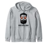 Football Dad Funny Messy Hair Beard Football Dad Zip Hoodie