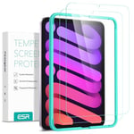 ESR 2 Pack Screen Protector for iPad Mini 7/A17 Pro, iPad Mini 7/6th Generation(2024/2021) 8.3 inch, Anti-Scratch Tempered Glass with Easy-Installation Frame, HD Clear, Support Apple Pencil Pro/USB-C