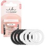 Invisibobble élastiques spirales transparent et noir Slim x6 - Élastique en spirale pour femme et homme - Elastique invisible cheveux sans traces - Tenue forte