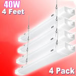 4x 4 Ft 40W Batten Light Shop Light Utility LED Cool White for Office Garage