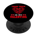 Crane Truck Is My Valentine Driver Team Cute Hearts Shape PopSockets Adhesive PopGrip