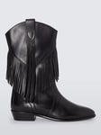 AND/OR Tennessee Leather Kitten Heel Dressy Tassel Trim Western Boots, Black