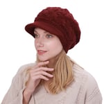 Rayson Bérets Élégance Bonnet pour Femme Chapeau Casquette Tricoté avec Peluche Doux et Respirable Chaleur en Hiver（Bordeaux）