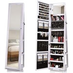 Armoire à Bijoux Debout avec Miroir Plein Longueur & 360°Rotatable Base Autoportante Verrouillable à Pied, Armoire de Rangement pour Les Bijoux,36cm