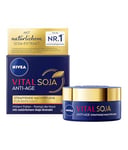 NIVEA VITAL SOJA Soin de nuit raffermissant anti-âge, soin du visage riche pour peaux matures à l'extrait naturel de soja, crème de nuit régénérante pour atténuer les rides (50 ml)