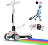 Electric Scooter for Kids Ages 3-12, Kids Scooter with Bluetooth Music Speaker, LED Light-up Wheels, Thumb Accelerator and 3 Adjustable Heights, iScooter iK2 Foldable Kids Scooter, Gift for Boys Girls