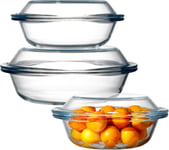 0.5L+1L+1.8L Glass Casserole Dish With Lid, Set of 3 （0.5L+1L+1.8L）