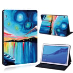 (MediaPad T5 10 10.120.boat lake paint) Huawei MediaPad T3 8.0 /T3 10 9.6 /T5 10/M5 Lite 10.1/M5 10 maalattu nahkainen tabletin jalustan suojakotelo Honor Play Pad -tietokoneiden kuorille ja kuorille