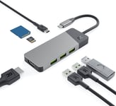 Adaptateur Station d'accueil HUB USB-C PD 85W GC Connect 7en1 (3xUSB-A 3.1 HDMI 4K 60Hz SD microSD) pour Apple MacBook M1/M2, Lenovo ThinkPad X1, Asus ZenBook, Dell XPS, Prise en charge de Samsung DeX