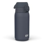 Ion8 Insulated Steel Water Bottle, 320ml, Leak Proof, One-Finger Open, Secure Lock, Dishwasher Safe, Fits Cup Holders, Carry Handle, Scratch Resistant Paint, Stainless Steel, Ash Navy