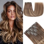 HotLulana Extension Clip Cheveux Naturel 120g 7pcs 50cm Invisible Extension Cheveux Naturel Rajout Cheveux Clip Naturel 20 Pouce Naturel Clip In Extension Human Hair 4/4/27#