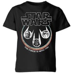 Star Wars The Force Is With You Retro Heads Kids' T-Shirt - Black - 9-10 Years