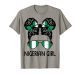 Nigerian Girl Messy Hair Nigeria Pride Patriotic Womens Kids T-Shirt