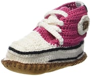 Baobab Schuhe, Baskets pour bébé bio crochetées à la main avec semelle antidérapante en cuir sauvage, 21-24 mois (rose4)