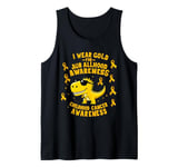 I Wear Gold for Childhood Cancer Awareness Dino Design Tank Top