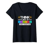 Womens Science Think Like A Proton Stay Positive Scientist V-Neck T-Shirt