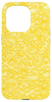 Coque pour iPhone 15 Pro Dentelle jaune vintage avec fleurs