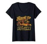 Back To The Future Red And Orange Car T-Shirt avec Col en V