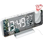 Réveil Horloge Digital Chambre à coucher Projection Réveil Radio Pour Cellurage mural Blanc Coquille Blanc Cadeau mignon