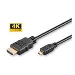 Micro HDMI - HDMI 2.0-kabel - 4K/60Hz - Guldpläterad - 3 m