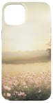 iPhone 15 Plus Pastel Pink Wildflower Landscape Aesthetic Vintage Floral Case