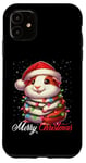 Coque pour iPhone 11 Chapeau de Père Noël lumineux cochon d'Inde