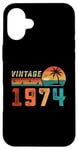 Coque pour iPhone 16 Plus Cadeau d'anniversaire 51 ans pour homme femme Palm rétro vintage 1974