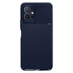 Coque Vivo Y55 5G Silicone Gel Flexible Design Effet fibre de carbone bleu nuit