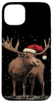 iPhone 15 Plus Christmas Magic Moose in Santa Hat Costume for Cozy Xmas Case