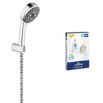 GROHE Vitalio Comfort 100 & QuickGlue S1 - Wall Mount Hand Shower Set (3 Spray Hand Shower 10cm, Water Saving Technology and Anti-Limescale System, Hose 1.75m, Universal Wall Holder), Chrome, 26176000