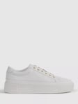 Reiss Leanne Low Top Leather Trainers, White