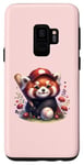 Coque pour Galaxy S9 Joli baseball jouant un panda rouge sur un rose