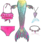 5-pack flickor sjöjungfru svans badkläder barn sjöjungfru Ariel cosplay kostym fantasi strand bikini Set 2 120