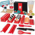 Aya Le Sushi Maker 3 - Coffret Premium 25 Pièces - Assistant IA - Recettes - Appareil et Moules à Sushi - Couteau Expert et Natte en Bambou - Vidéos d'Instructions - Kit pour Maki et Nigiri