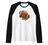 Monster animal claw holding American Football Ball Raglan Baseball Tee