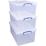 Really Useful Box Plastic Nestable Storage Boxes 62 Litre 440 x 685 x 287 mm Pack of 3