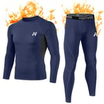 MEETWEE Ensemble de sous-Vêtements Thermiques Homme, Sport Base Layer Maillot Manches Longues + Pantalon Quick Dry Sou Vetement pour L'entraînement Ski Running Randonnée