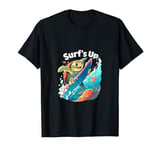 Colorful Surf's Up Fun Turtle Surfing Cartoon Art T-Shirt