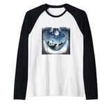 Panda Lounging In Hammock Watching Stars. Peaceful Calming Raglan Baseball Tee