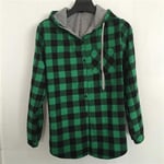 Women'S Shirt Men Women Casual Red Plaid Shirt Hooded Long Sleeve England Shirt Tops Men Harajuku Black Checkered Blouse Couple Clothes-Green_S