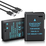 ENEGON EN-EL14 Lot de 2 Batteries de Rechange USB-C à Charge directe 1600 mAh pour Batterie Nikon EN-EL14/EN-EL14a, Compatible avec Nikon D5300, D5600, D5100, D5200, D3100, D3200, D3300, D3400, D355