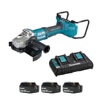 Makita DGA901PT-3 Twin 18v Brushless Angle Grinder (3x5Ah)