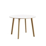 HAY - CPH Deux 220 2.0 Table Lacquered Oak Frame Ø98 X H73 Pearl White Top Lacquered Beech Edge - Matbord - Ronan & Erwan Bouroullec - Vit - Trä