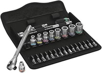 Wera 05004020001 8100 SA 10 Zyklop Metal Ratchet Set with push-through square, 1/4" drive, imperial , 28 pieces