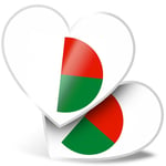 2 x Heart Stickers 15 cm - Madagascar Flag Map #9058