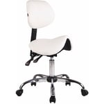 Décoshop26 - Tabouret de travail avec assise en forme de selle cheval ajustable et pivotant blanc