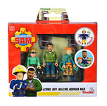 Simba 109251091 – Sam Le Pompier Set de Figurines de Super-héros/Policière Malcom, Norman et James/Entièrement Mobile / 7,5 cm
