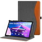 FINTIE Coque pour Lenovo Tab M10 Plus 3ème Génération 10.6 Pouces 2022 (TB125 / TB128) - Housse Multipositions avec Poche de Document Etui Veille/Réveil Automatique, Gris/Marron