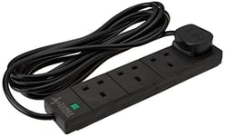 pro elec 4 Socket 5 m Neon On Light Surge Protected Extension Lead - Black