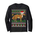 Ugly Sweater Xmas Lights Santa Hat Coyote Christmas Long Sleeve T-Shirt